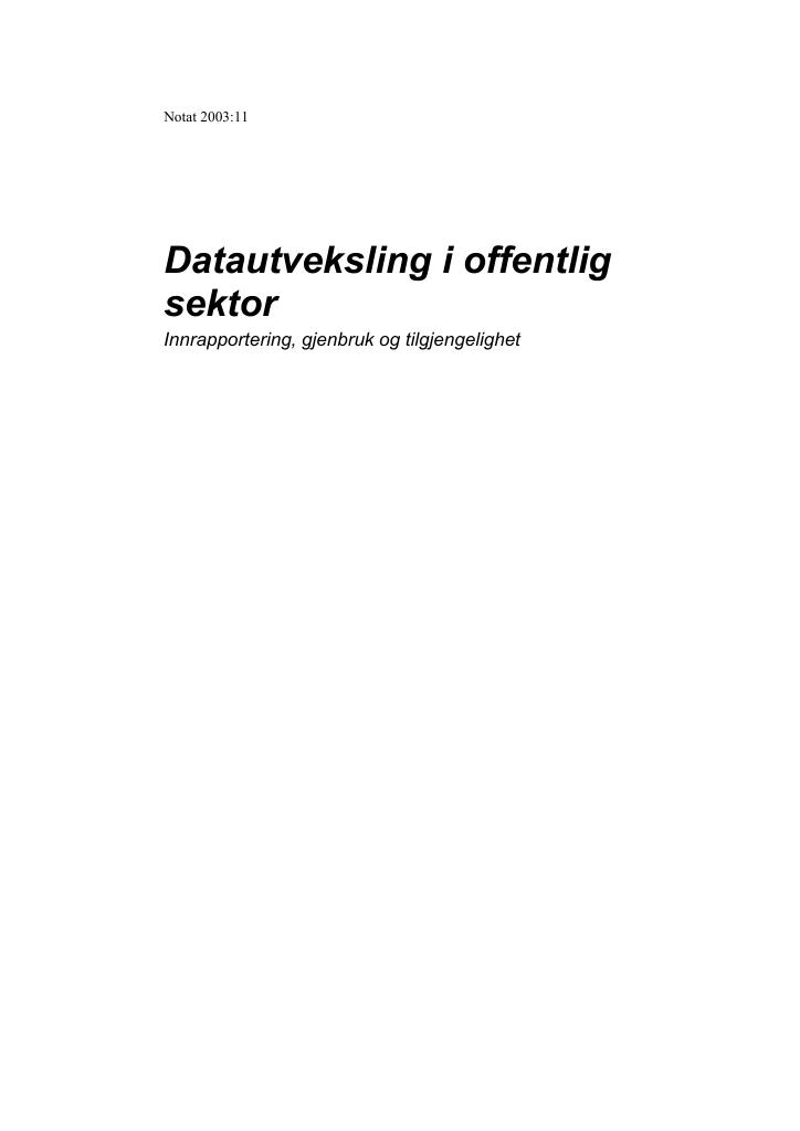 Forsiden av dokumentet Datautveksling i offentlig sektor