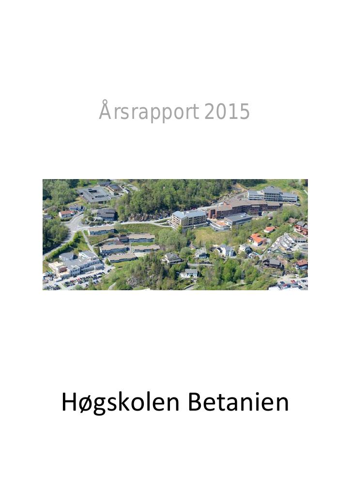 Forsiden av dokumentet Årsrapport Høgskolen Betanien 2015