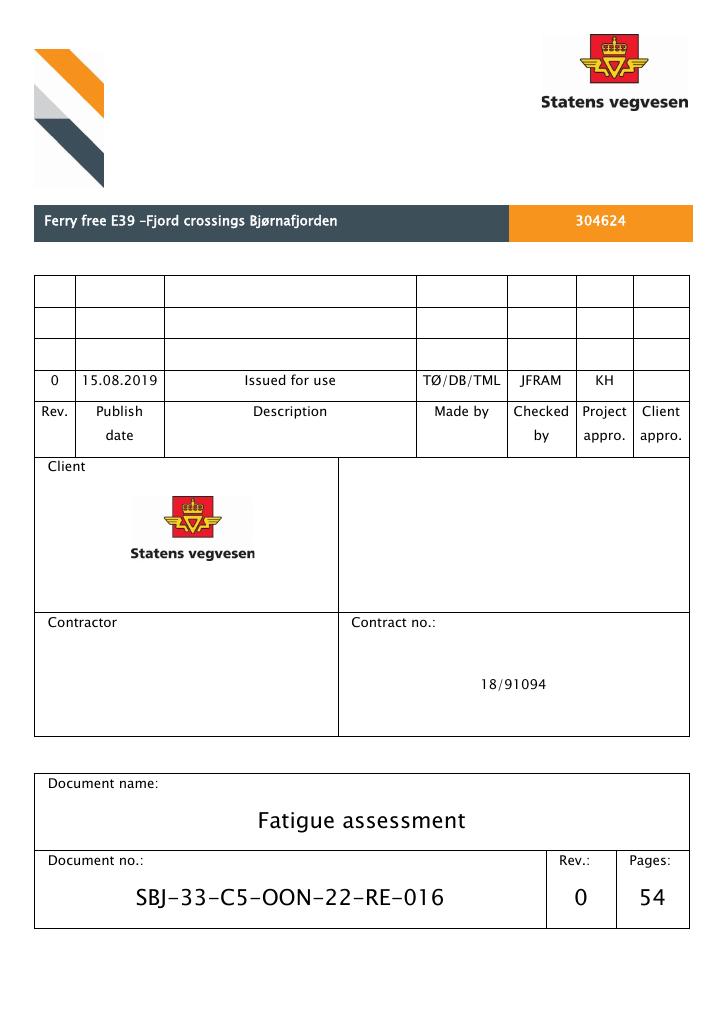 Forsiden av dokumentet Fatigue assessment