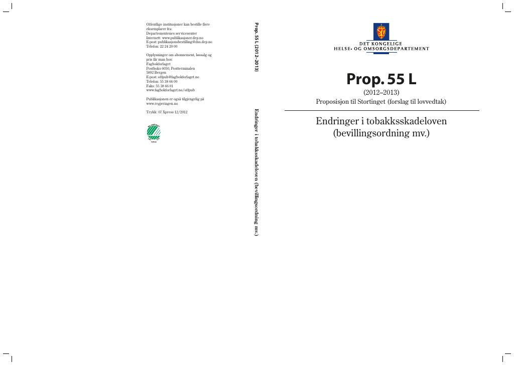 Forsiden av dokumentet Prop. 55 L (2012–2013)