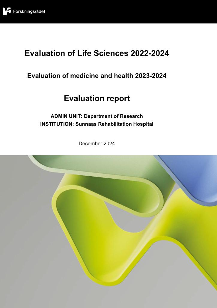 Forsiden av dokumentet Evaluation of medicine and health 2023-2024 SunnaasRehabilitation Hospital : Department of Research