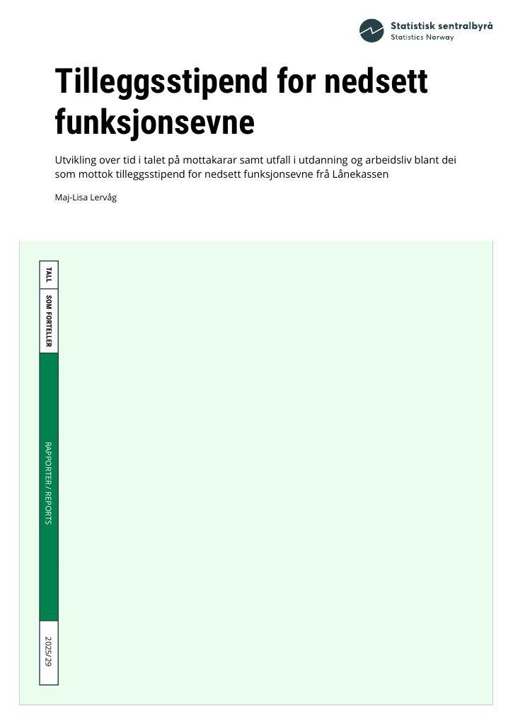 Forsiden av dokumentet Tilleggsstipend for nedsett funksjonsevne
