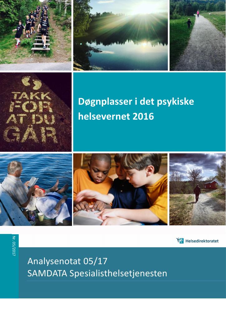 Forsiden av dokumentet Døgnplasser i det psykiske helsevernet 2016