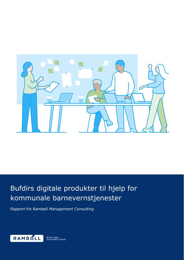 Forsiden av dokumentet Bufdirs digitale produkter til hjelp for kommunale barnevernstjenester