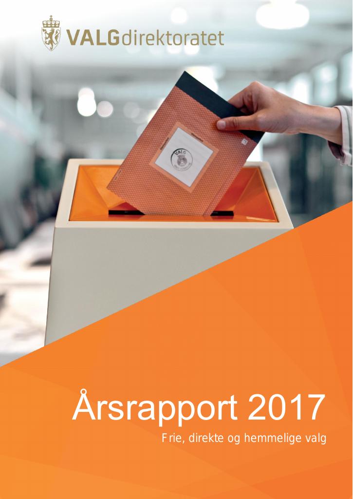 Forsiden av dokumentet Årsrapport Valgdirektoratet 2017