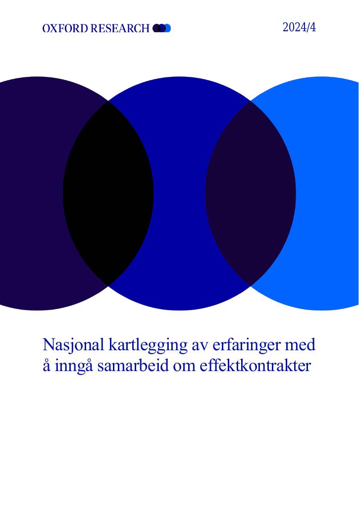 Forsiden av dokumentet Nasjonal kartlegging av erfaringer med å inngå samarbeid om effektkontrakter