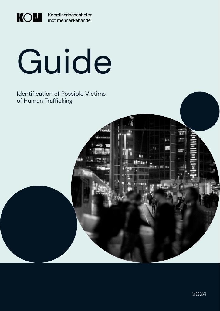 Forsiden av dokumentet Guide for identification of possible victims of human trafficking