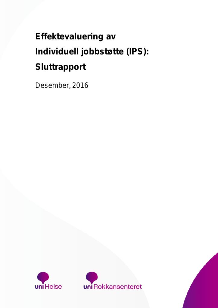 Forsiden av dokumentet Effektevaluering av Individuell jobbstøtte (IPS): sluttrapport