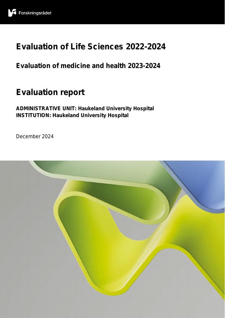 Forsiden av dokumentet Evaluation of medicine and health 2023-2024 Haukeland University Hospital