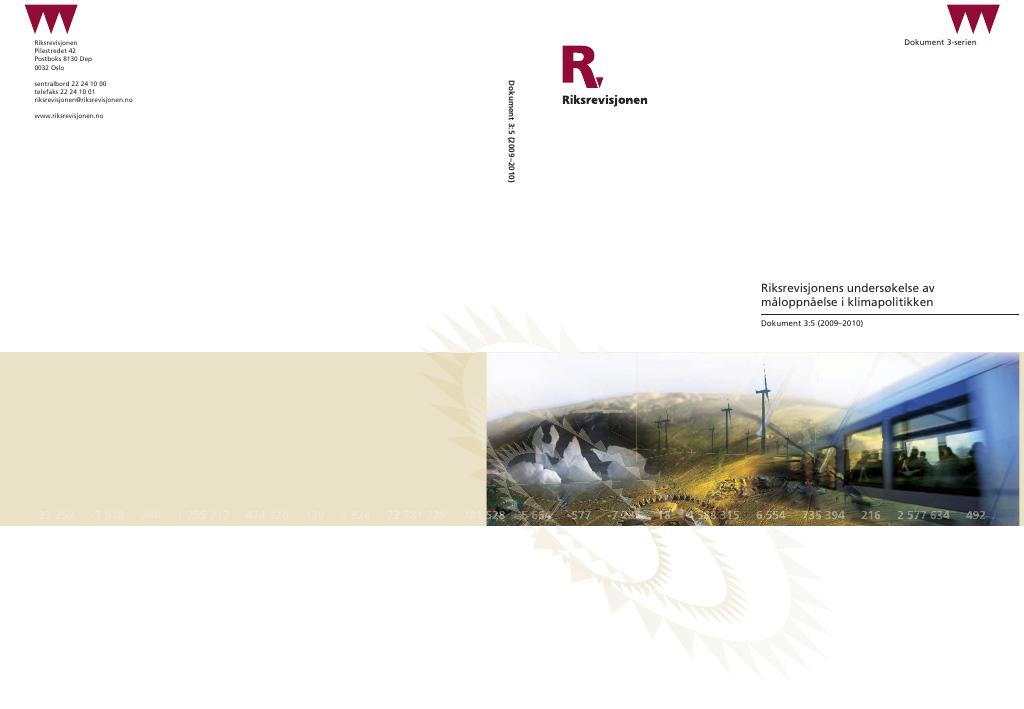 Forsiden av dokumentet Riksrevisjonens undersøkelse av måloppnåelse i klimapolitikken