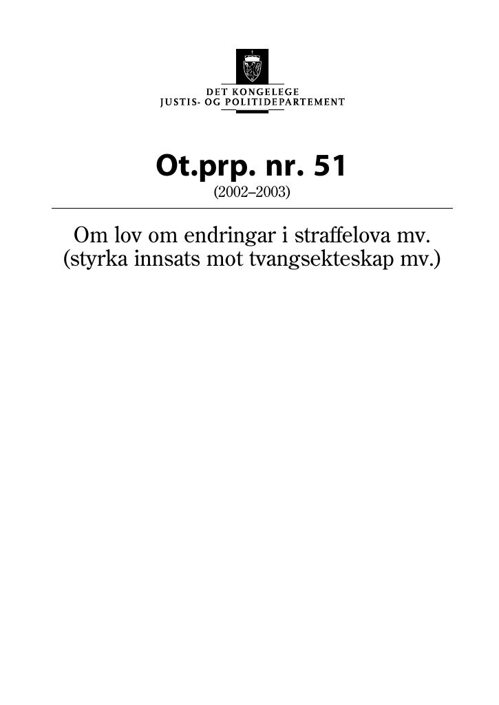 Forsiden av dokumentet Ot.prp. nr. 51 (2002-2003)