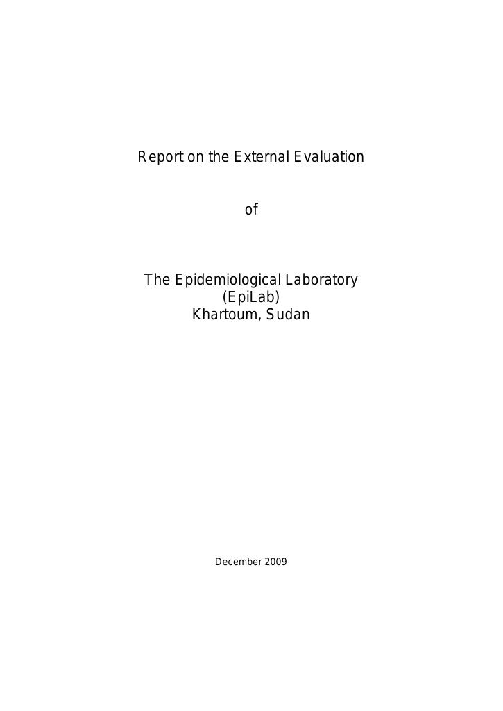 Forsiden av dokumentet Report on the External Evaluation of The Epidemiological Laboratory (EpiLab) Khartoum, Sudan