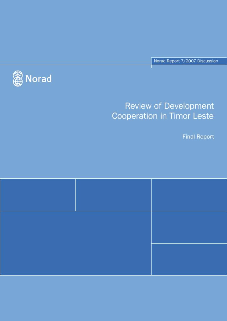 Forsiden av dokumentet Review of Development Cooperation in Timor Leste : Final Report