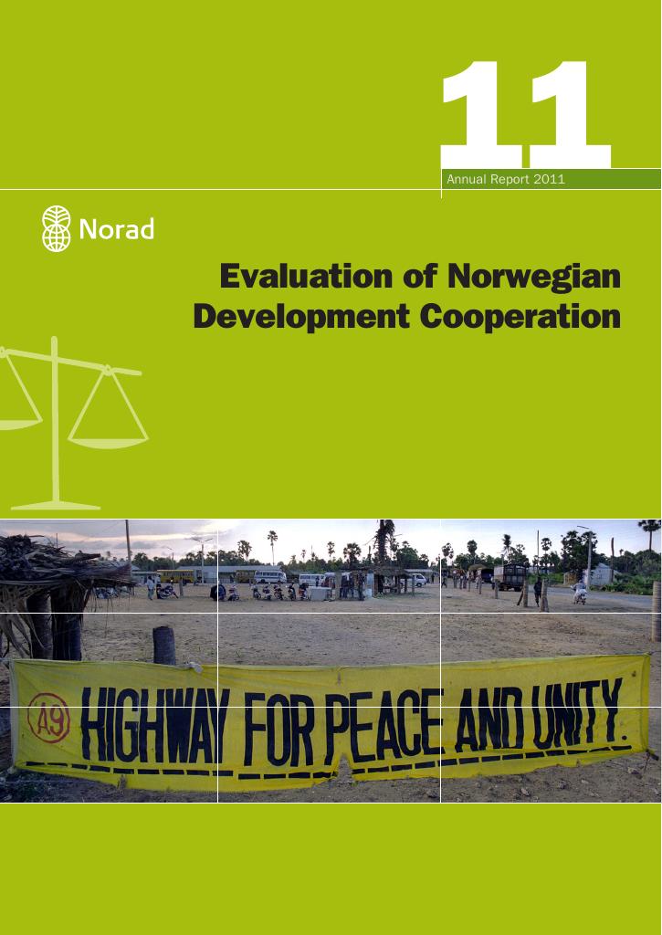 Forsiden av dokumentet Evaluation of Norwegian Development Cooperation - Lessons learned in 2011