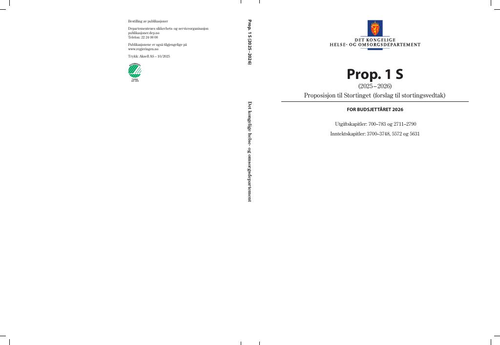 Forsiden av dokumentet Prop. 1 S (2025–2026)