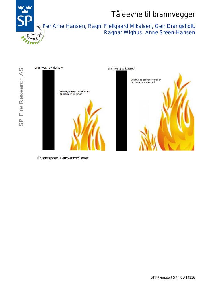 Forsiden av dokumentet Tåleevne til brannvegger
