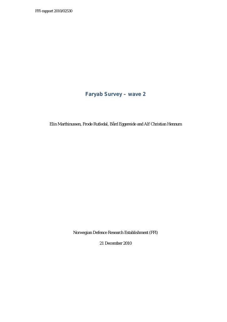 Forsiden av dokumentet Faryab survey : wave 2