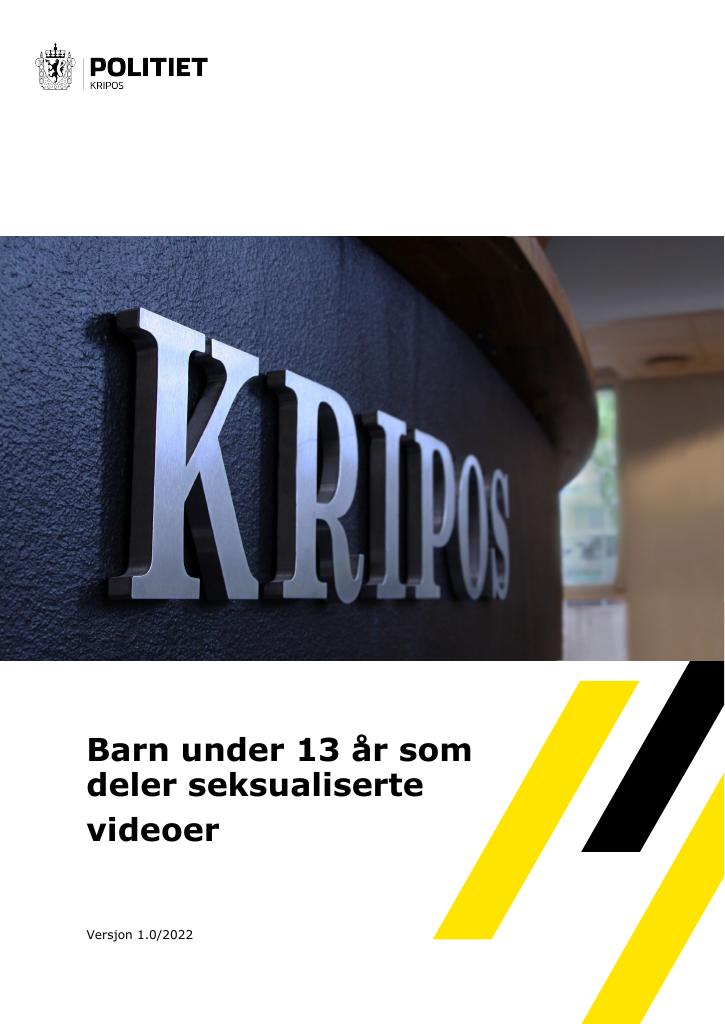Forsiden av dokumentet Barn under 13 år som deler seksualiserte videoer