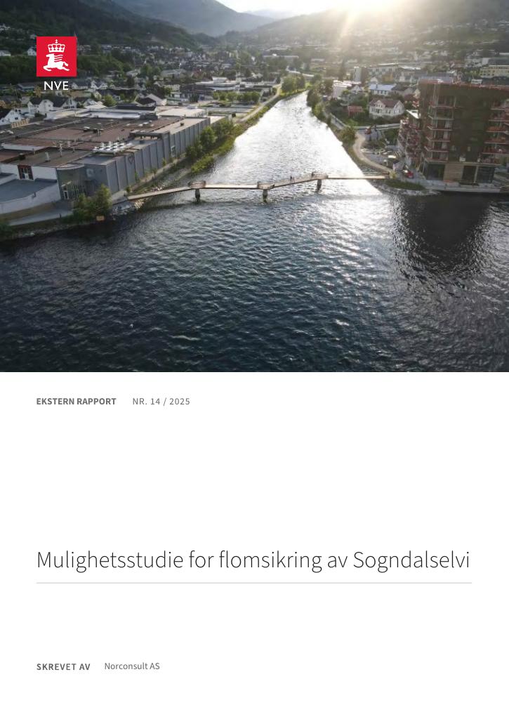 Forsiden av dokumentet Mulighetsstudie for flomsikring av Sogndalselvi