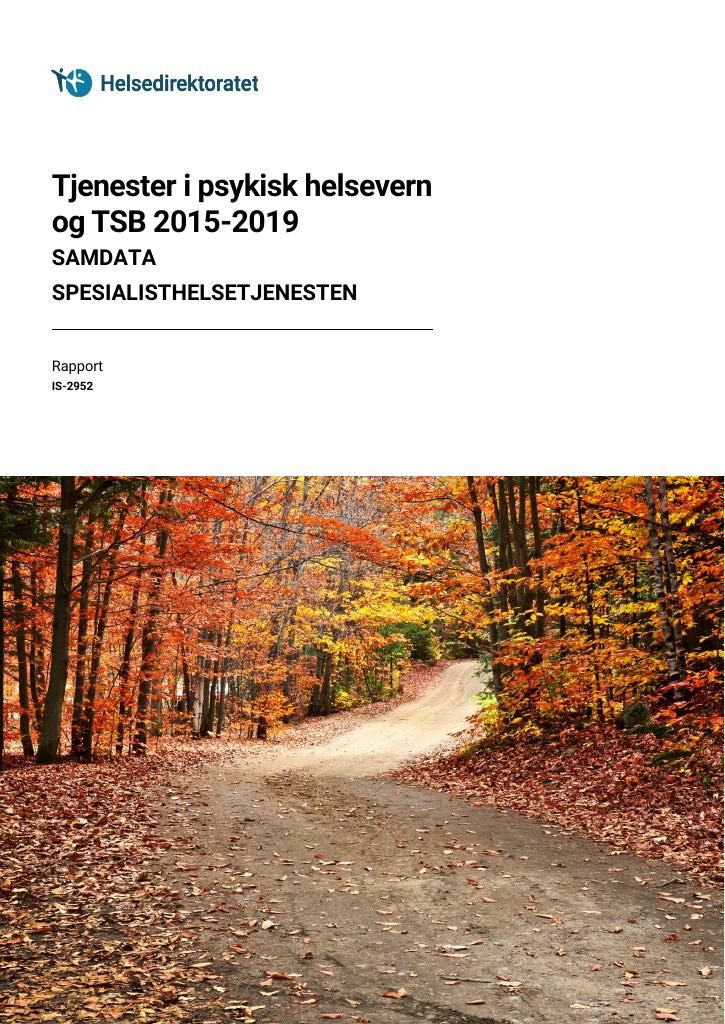 Forsiden av dokumentet Tjenester i psykisk helsevern og TSB 2015–2019