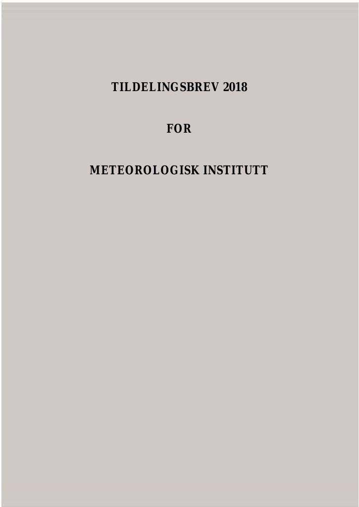 Forsiden av dokumentet Tildelingsbrev Meteorologisk institutt 2018