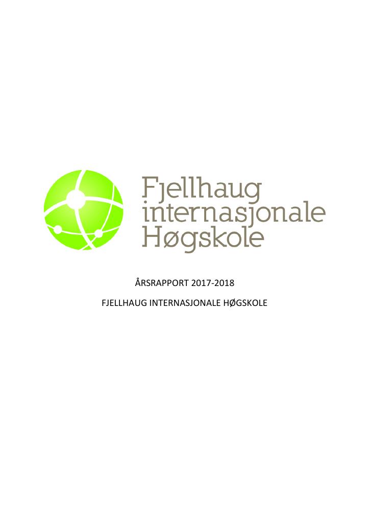 Forsiden av dokumentet Årsrapport Fjellhaug Internasjonale Høgskole 2017