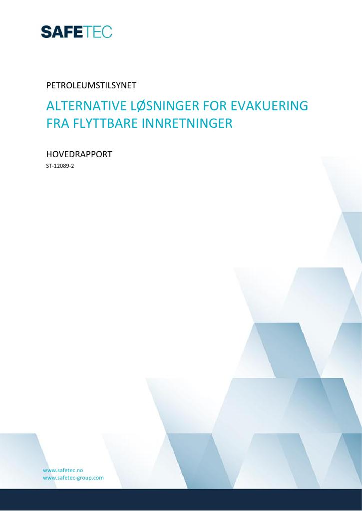 Forsiden av dokumentet Alternative løsninger for evakuering fra flyttbare innretninger