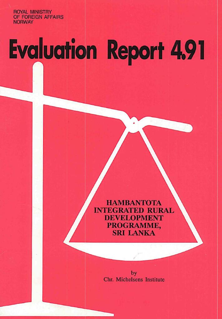 Forsiden av dokumentet Evaluation of Hambantota Integrated Rural Development Programme (HIRDEP)