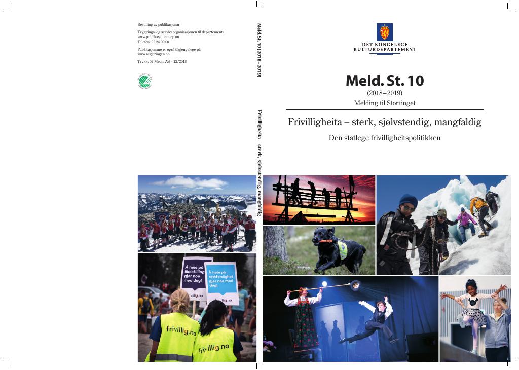 Forsiden av dokumentet Meld. St. 10 (2018–2019)