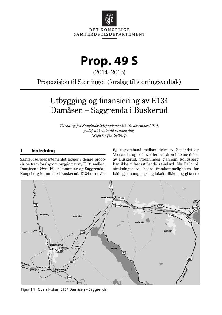 Forsiden av dokumentet Prop. 49 S (2014-2015)