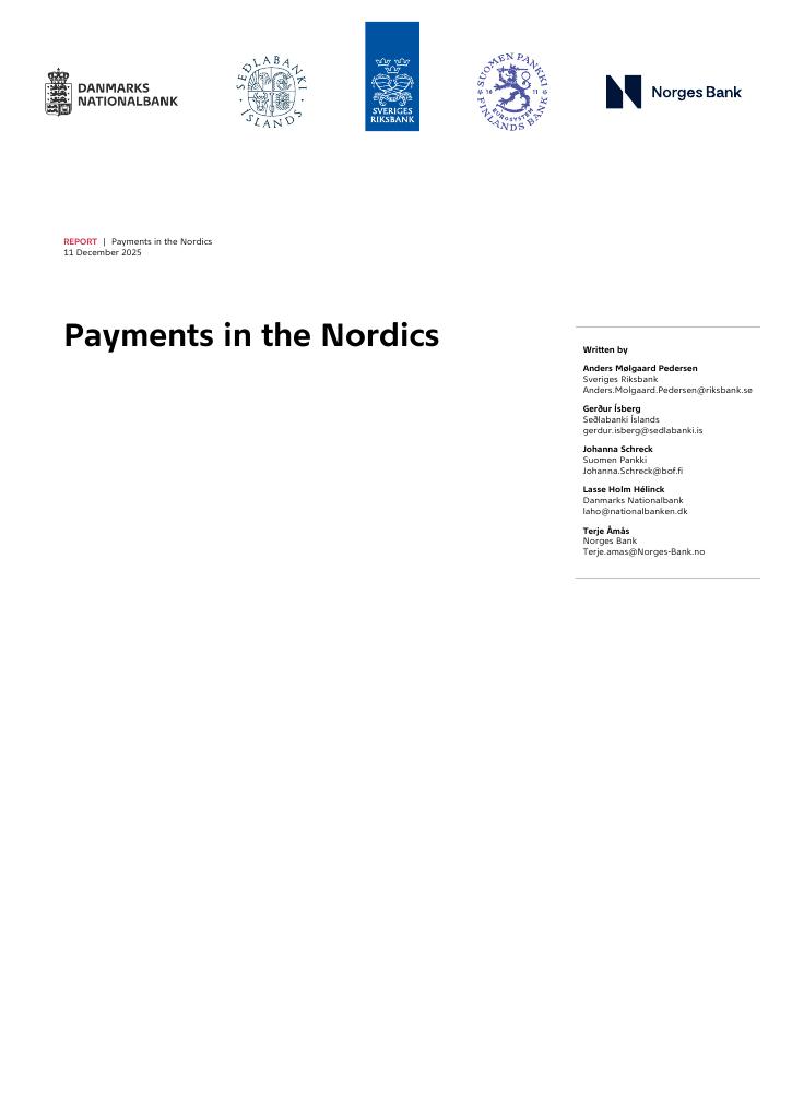 Forsiden av dokumentet Payments in the Nordics