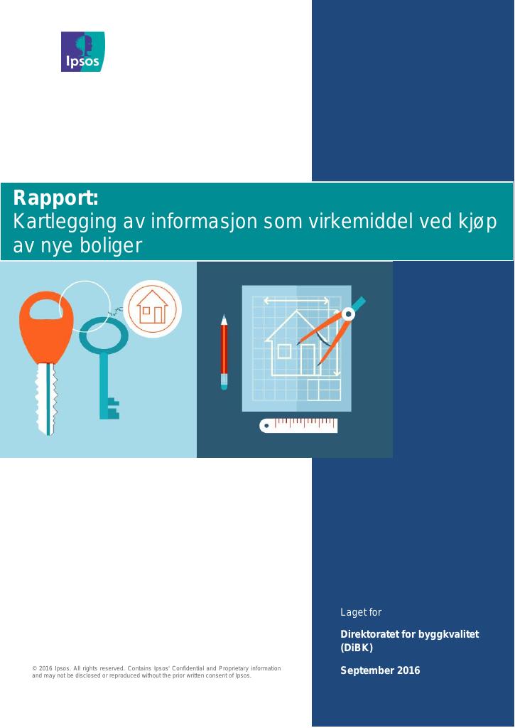 Forsiden av dokumentet Kartlegging av informasjon som virkemiddel ved kjøp av nye boliger