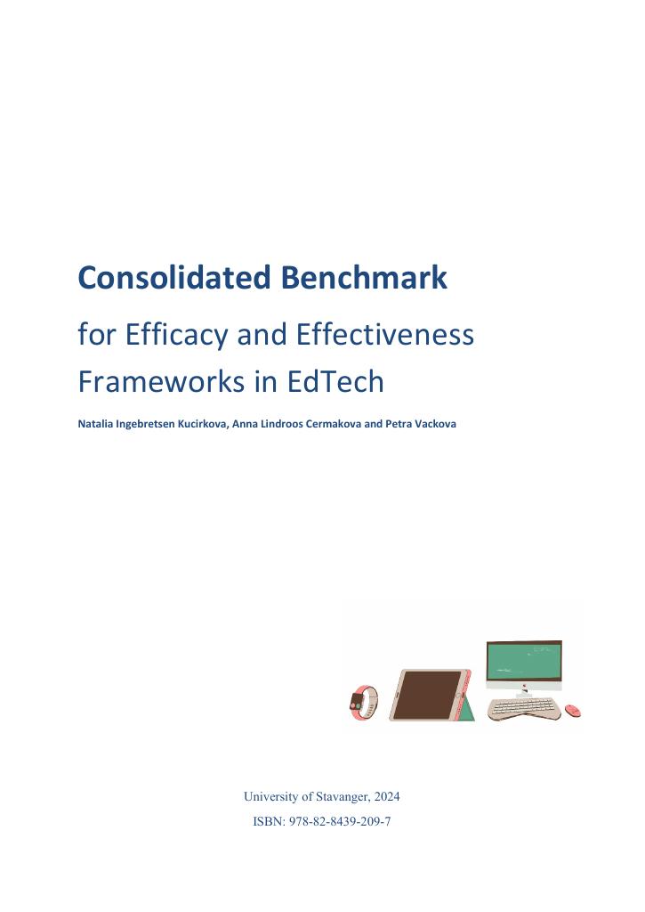 Forsiden av dokumentet Consolidated Benchmark for Efficacy and Effectiveness Frameworks in EdTech