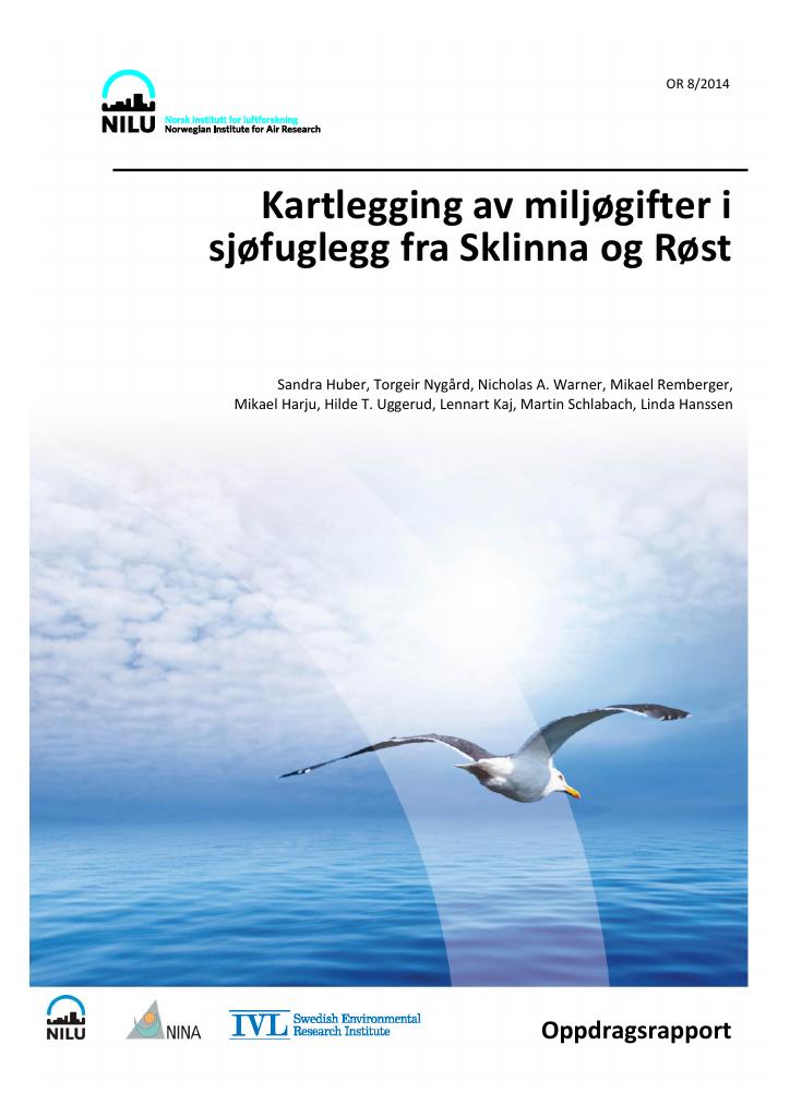 Forsiden av dokumentet Kartlegging av miljøgifter i sjøfuglegg fra Sklinna og Røst
