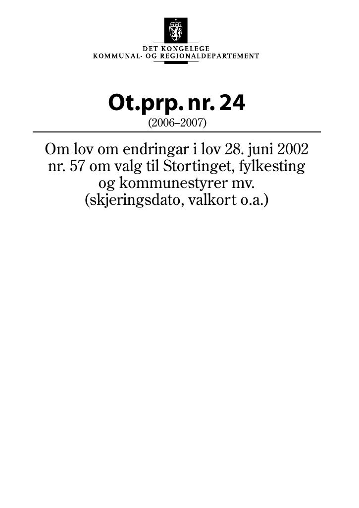 Forsiden av dokumentet Ot.prp. nr. 24 (2006-2007)