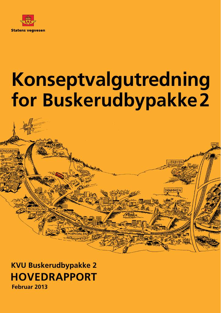 Forsiden av dokumentet Konseptvalgutredning - Buskerudbypakke 2