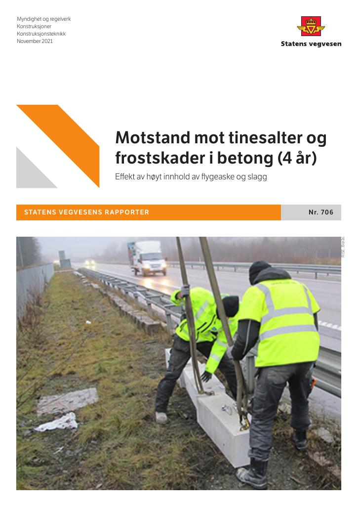 Forsiden av dokumentet Motstand mot tinesalter og frostskader i betong (4 år)