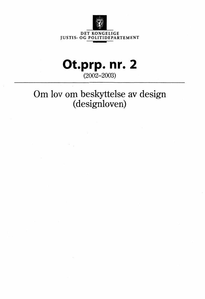 Forsiden av dokumentet Ot.prp. nr. 2 (2002-2003)