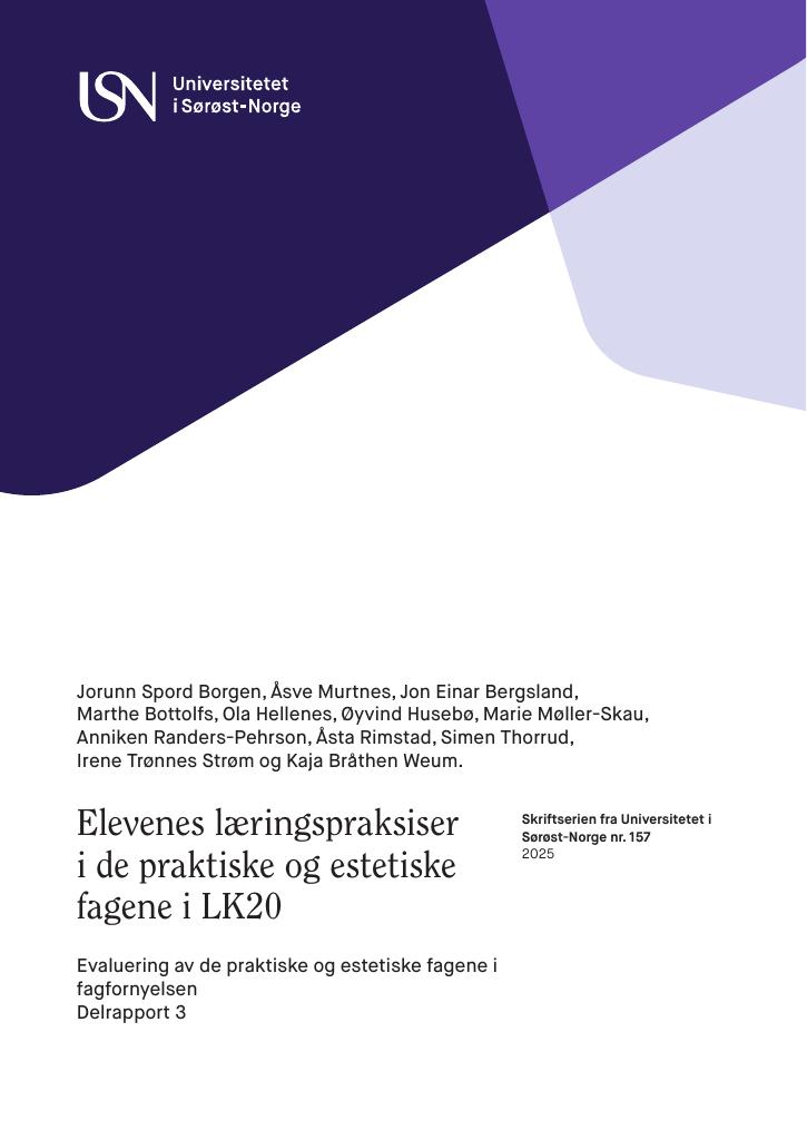 Forsiden av dokumentet Elevene opplever praktiske og estetiske fag i LK20 som unike