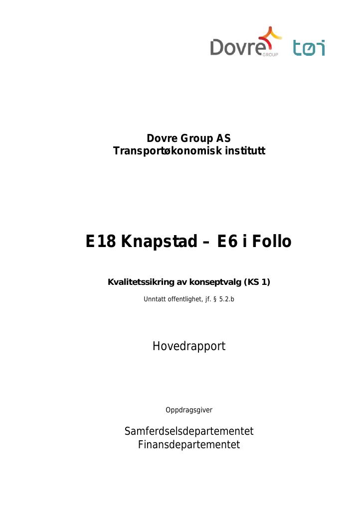 Forsiden av dokumentet E18 Knapstad - E6 Follo