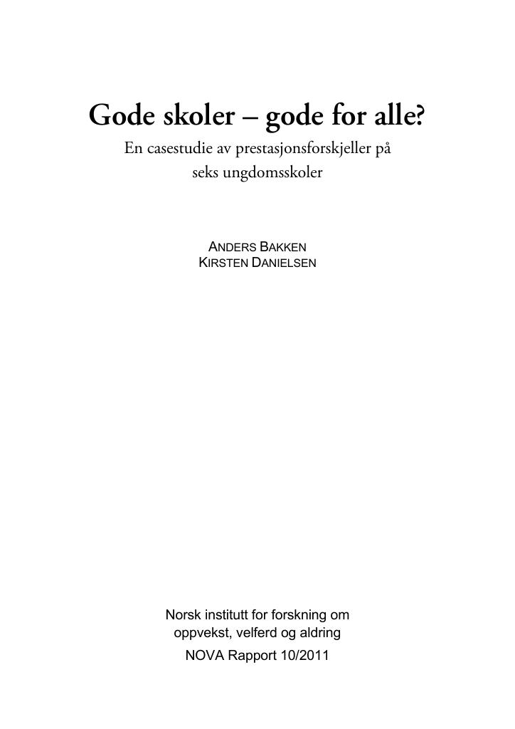 Forsiden av dokumentet Gode skolar - gode for alle?