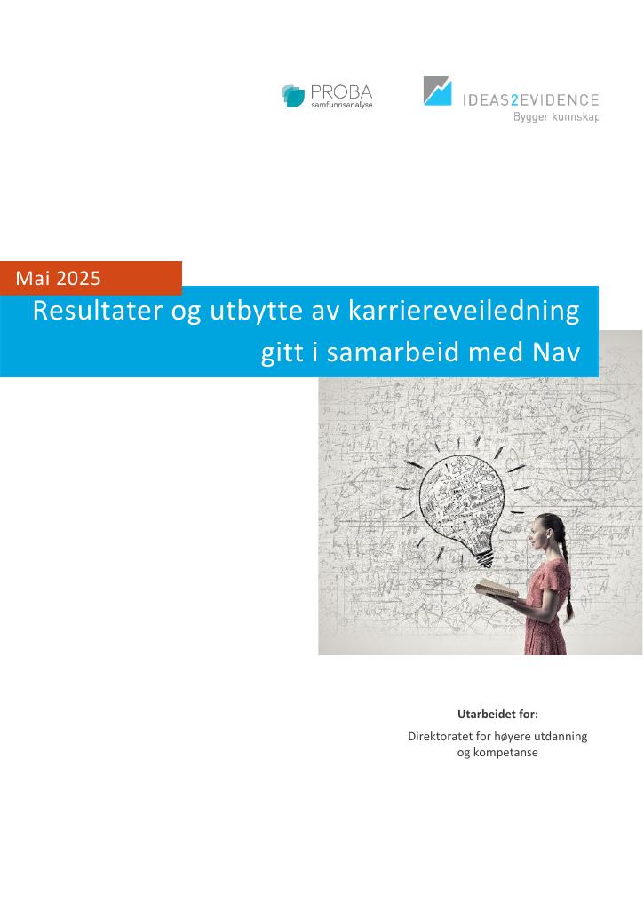 Forsiden av dokumentet Resultater og utbytte av karriereveiledning gitt i samarbeid med Nav