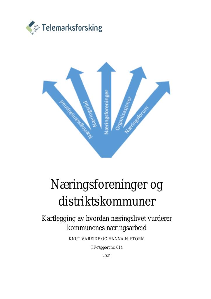 Forsiden av dokumentet Næringsforeningen og distriktskommuner
