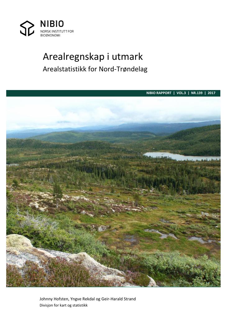 Forsiden av dokumentet Arealregnskap for utmark. Arealstatistikk for Nord-Trøndelag