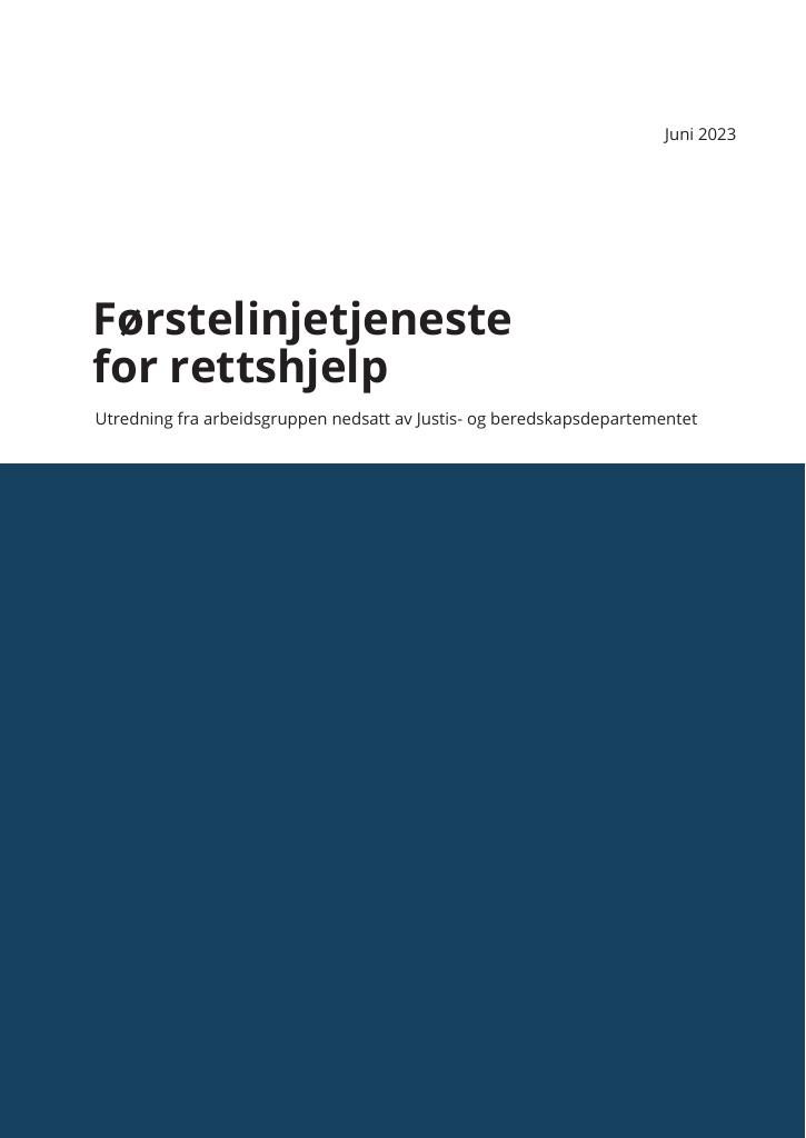 Forsiden av dokumentet Førstelinjetjeneste for rettshjelp