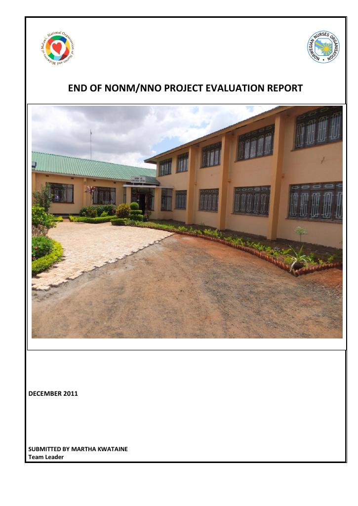 Forsiden av dokumentet End of NONM/NNO Project Evaluation Report