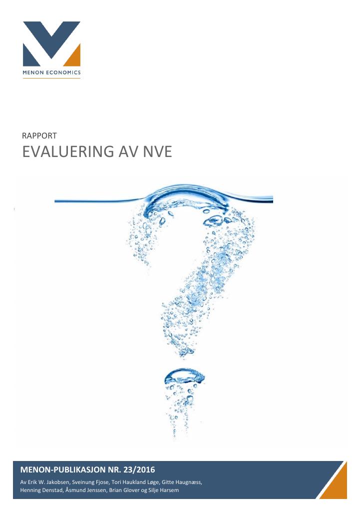 Forsiden av dokumentet Evaluering av NVE