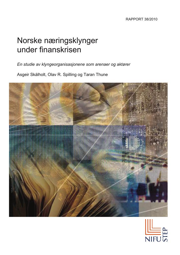 Forsiden av dokumentet Norske næringsklynger under finanskrisen