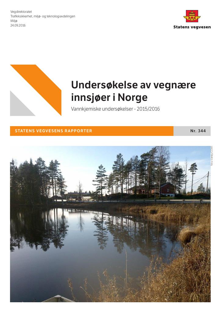 Forsiden av dokumentet Undersøkelse av vegnære innsjøer i Norge