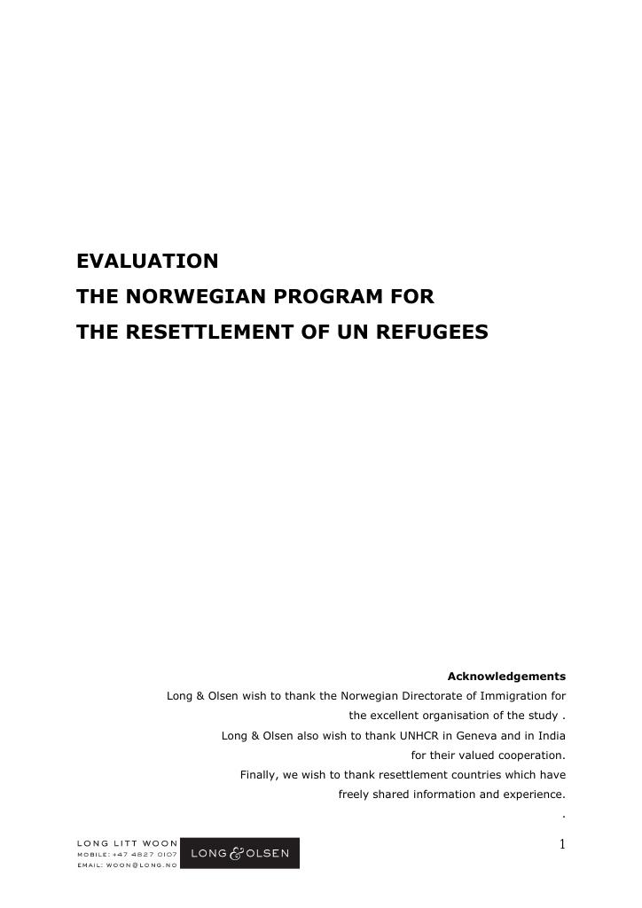 Forsiden av dokumentet Evaluation